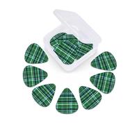 Blue and Green Scottish Tartan print Guitar Picks 12 Pack, Mixed (0.46-0.96mm) with Storage Case for Guitar,ukulele