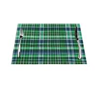Blue and Green Scottish Tartan Print Placemats,Washable PVC Kitchen Table Mats,Heat Resistanted Place Mats,Easy to Clean.