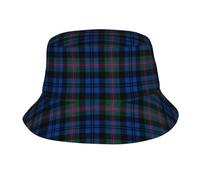 Blue and Green Scottish Tartan Print Sun Hat Fashion Bucket Hat for Men Women, Summer Beach Vacations Outdoor Fishing Cap, Black, One size
