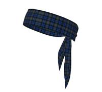 Blue And Green Scottish Tartan Print Tie Sweatband Headband Men, Ninja Headbands, Sports Head Tie, Mens Athletic Headband Hair
