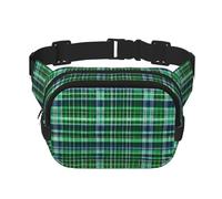 Blue and Green Scottish Tartan print Womens Fanny Pack Everyday Hip Pouch Waist Bag for Travel Outdoor Running Hunting for Adult, Black, One Size