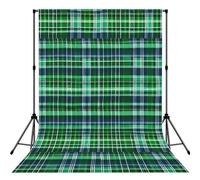 Blue and Green Scottish Tartan Printed Photography Backdrop, Wrinkle Resistant Polyester Cloth, Portrait Studio Video Drapes
