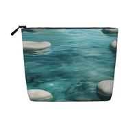 Blue and Green Scottish Tartan Printed Reusable Cosmetic Bag â€“ Travel Toiletry Organizer, Zipper Pouch for Makeup Accessories, Tranquil Water, One Size