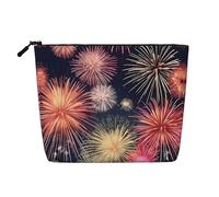 Blue and Green Scottish Tartan Printed Reusable Cosmetic Bag â€“ Travel Toiletry Organizer, Zipper Pouch for Makeup Accessories, Beautiful Firework, One Size
