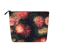 Blue and Green Scottish Tartan Printed Reusable Cosmetic Bag â€“ Travel Toiletry Organizer, Zipper Pouch for Makeup Accessories, Beautiful Fireworks, One Size