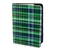 Blue And Green Scottish Tartan Printing Passport Holder, Travel Essentials,Card And Passport Anti Theft Wallet,Sized To Fit All Standard Passports