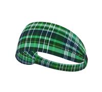 Blue And Green Scottish Tartan Sports Headband For Men Women Tennis Sweat Band For Workout Sports Headbands Elastic For Running