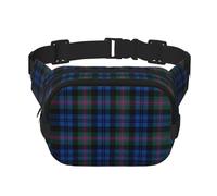 Blue and Green Scottish Tartan Zipper Fanny Pack, Crossbody Bags with Adjustable Strap for Jogging, Cycling