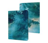Blue And Green Smoking Printed Tablet Cases Compatible with iPad Series Slim Trifold Stand Protective Cover