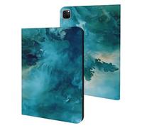 Blue And Green Smoking Printed Tablet Cases Compatible with iPad Series Slim Trifold Stand Protective Cover
