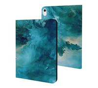 Blue And Green Smoking Printed Tablet Cases Compatible with iPad Series Slim Trifold Stand Protective Cover