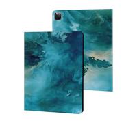 Blue And Green Smoking Printed Tablet Cases Compatible with iPad Series Slim Trifold Stand Protective Cover