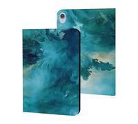 Blue And Green Smoking Printed Tablet Cases Compatible with iPad Series Slim Trifold Stand Protective Cover