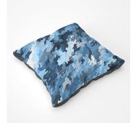 Blue And Grey Canvas Brushstrokes Floor Cushion Warren Reed - Designer Blue Large