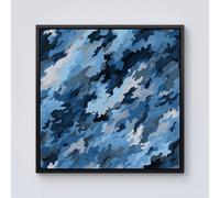 Blue And Grey Canvas Brushstrokes Framed Canvas Warren Reed - Designer Black W30 inch x H30 inch
