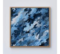 Blue And Grey Canvas Brushstrokes Framed Canvas Warren Reed - Designer Light Brown w40_inch_x_h40_inch