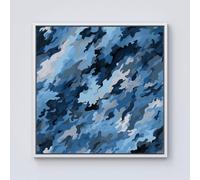 Blue And Grey Canvas Brushstrokes Framed Canvas Warren Reed - Designer Off White W16 inch x H16 inch