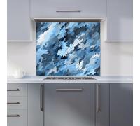 Blue And Grey Canvas Brushstrokes Kitchen Splashback Warren Reed - Designer Blue 600mm x 650mm