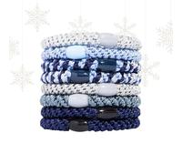 Blue and Grey Hair Ties for Thick Hair, Grab & Go Ponytail Holders, 8 Pack, Indigo, Thick No-Crease Bands with Strong Hold, Damage-Free Design, Cool Neutral Mix | L. Erickson