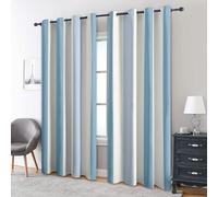 Blue and Grey Striped Blackout Curtains, 90 Drop, Nautical Vertical Stripe Printed Curtains for Living Room, Bedroom, Eyelet Drapes for Window Home Decor, 66x90 Inch 2 Panels (1K7-43)