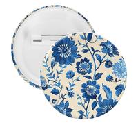 Blue And Ivory Indigo Floral Brooch Pins Personalized Tinplate Badges Cute Lapel Pin Party Decorations 20PCS