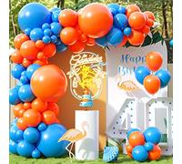 Blue and Orange Balloon Arch Kit - 100 Pcs Balloon Garland Kit with Latex Balloons in 18/12/10/5 inch Sizes for Birthday, Graduation, Space Themed Parties