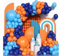 Blue and Orange Balloon Arch Kit, 125Pcs Navy Blue Orange Balloons Arch Kit, Latex Sky Blue Balloon for Outer Space Theme Birthday Decoration Wedding Baby Shower Engagement Decoration Party Supplies
