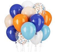 Blue and Orange Balloons 60PCS 12INCH Orange White Balloon Navy Dark Light Blue Gold Confetti Balloon for Paw Birthday Party Decorations Patel Helium Latex Balloons for Arch