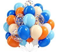 Blue and Orange Balloons, 60PCS Royal Light Blue and Orange Beige Balloons