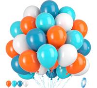 Blue and Orange Balloons, Blue and Orange White Balloons, Retro Turquoise Teal Bule White Balloon for Boys Man Kids Outer Space Theme Party Birthday Baby Shower Gender Reveal Wedding Decorations