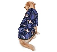 Blue And Orange Bird Print Dog Hoodie Pet Sweatshirt, Warm, Soft And Breathable Hooded Clothes For Medium To Large Dogs, Easy-To-Wear Design, For Winter And Fall