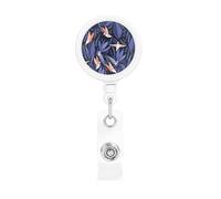 Blue and Orange Bird Print Retractable Badge Holder with Clip Name Card Holders for Office Worker Doctor Nurse
