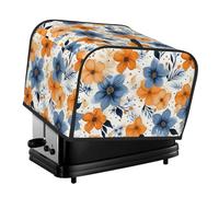 Blue And Orange Flowers 4 Slice Toaster Covers Quilted Bread Maker Cover Small Appliance Cover With Handle Toasters Dust Cover For Home Table Kitchen Decor