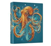 Blue and Orange Octopus 3 Ring Binders 1.5 Inch Clear View Three Ring Binders Versatile Binder Fits 200 Sheets 1 Pack