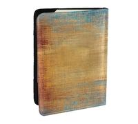 Blue and Orange Retro Abstract Messy Rust Printed Passport Holder,Travel Pu Leather Passport Cover Case Organiser for Men Women,6.5 Inch