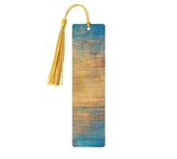 Blue and Orange Retro Abstract Messy Rust Unique Double-Sided Artwork Printed Wooden Bookmarks, Artistic Book Accessories Birthday Presents for Men Women Presents for Book Lovers