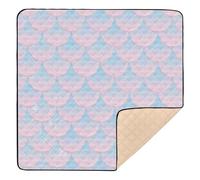 Blue and Pink Dreamy Scales Soft Thick Baby Playmat for Floor 1-Piecing Foldable Playroom Activity Mat for Baby Kids Toddlers Infants, 50'' x 50''con Musica para Bebes