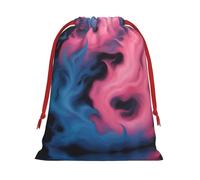 Blue And Pink Fire Print Plush Gift Bags Reusable Drawstring Gift Wrap Bags,For Holiday Candy Party Supplies