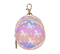 Blue and Pink Gredient Unicorns Silhouette Newborned Girl Pacifier Case with Zipper and Clip Wristlet Wallet, Baby Essentials estuche para chupones de