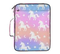 Blue and Pink Gredient Unicorns Silhouette Office Folders 7 Pockets A4 Letter Size with Zipper Closure for Office File Organizer Folder para guardar documentos