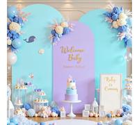 Blue and Purple Arch Backdrop Cover Set of 3-6.6ft, 7.2ft, 8ft Arch Covers Stretchy Backdrop Spandex Birthday Party Arch Stand Covers for Baby Shower Wedding Bridal Shower Background Decorations