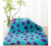 Blue and Purple Monsters Print Fabric with Wave Soft Low Pile Faux Fur 63" Width - Sold by The Yard for DIY Halloween Winter Costume Gnome Beard Miniature Dolls Costume Rugs Mat