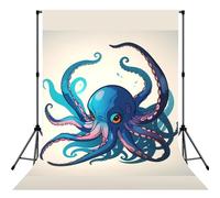 Blue And Purple Octopus Print Backdrop For Photoshoot, Photo Backdrop Background Curtain For Photography Portraits(No Stand)
