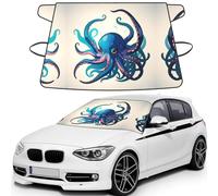 Blue And Purple Octopus Print Car Windshield Snow Cover, Windshield Cover For Ice And Snow Automotive Accessories