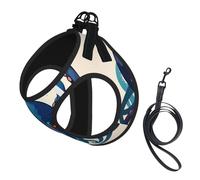 Blue and Purple Octopus Print Soft Mesh Dog Harness and Leash Set Pet Puppy Cat Comfort Padded Vest No Pull Harnesses