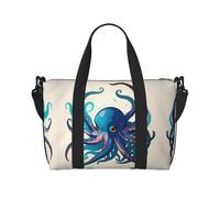 Blue and Purple Octopus Print Travel Duffel Bags Weekender for Women,Lightweight Carry On Bag,Personal Item Bag