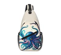 Blue And Purple Octopus Sling Chest Bag For Men And Women Small Shoulder Bag Waterproof Mini Crossbody Daypack For Hiking