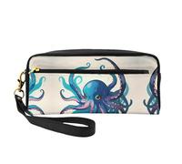 Blue and Purple Octopus Small Cosmetic Bag,Portable Cute Travel Makeup Bag for Women Makeup Brush Organizer Pouch