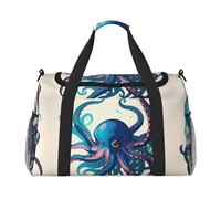 Blue and Purple Octopus Travel Duffel Bag with Zippers and Handles, Big Foldable Duffle Bag for Family Vacations
