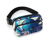 Blue And Purple Octopus Waist Bag Fashion Fanny Bag with Adjustable Strap for Outdoor Workout Cycling Unisex, white, 20x13cm, Waist Bag